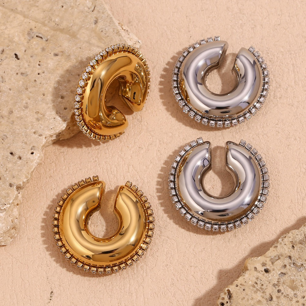 Zircon Hollow Chain Earcuffs