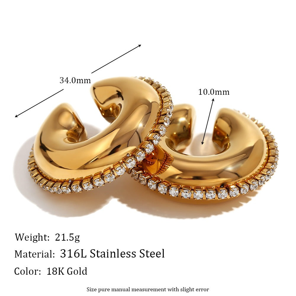 Zircon Hollow Chain Earcuffs