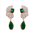 Oil Dripping Flower Emerald Water Drop Earrings